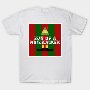 Son Of A Nutcracker Elf Quote Christmas Knit T-Shirt